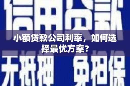 凌海小额贷款公司利率，如何选择最优方案？