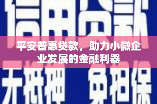 凌海平安普惠贷款，助力小微企业发展的金融利器