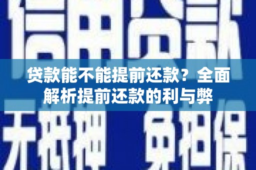 凌海贷款能不能提前还款？全面解析提前还款的利与弊