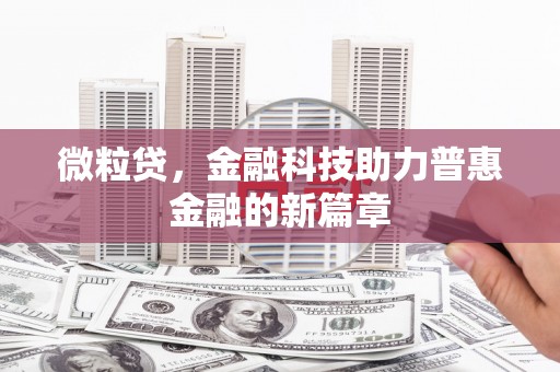 凌海微粒贷，金融科技助力普惠金融的新篇章